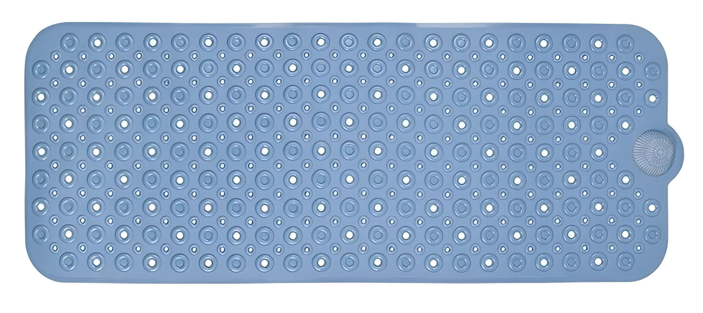 40" Blue Bubbles Non Slip Bathtub Mat with Suctino Cup & Drain Holes