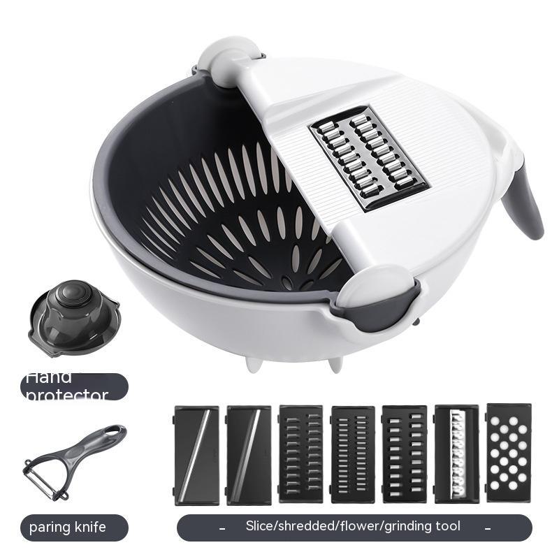 9-in-1 Multi-Function Vegetable Slicer & Cutter with Integrated Drain Basket