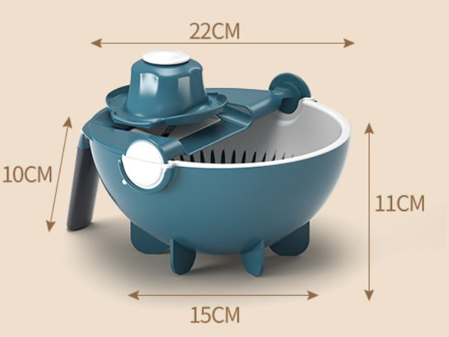 9-in-1 Multi-Function Vegetable Slicer & Cutter with Integrated Drain Basket