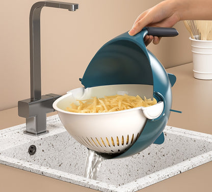 9-in-1 Multi-Function Vegetable Slicer & Cutter with Integrated Drain Basket