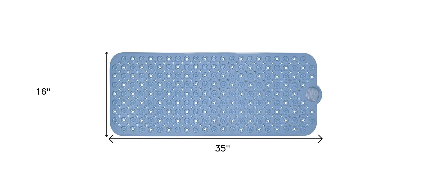40" Blue Bubbles Non Slip Bathtub Mat with Suctino Cup & Drain Holes