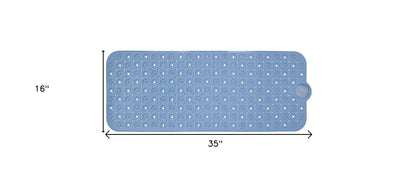 40" Blue Bubbles Non Slip Bathtub Mat with Suctino Cup & Drain Holes