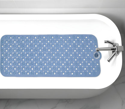 40" Blue Bubbles Non Slip Bathtub Mat with Suctino Cup & Drain Holes