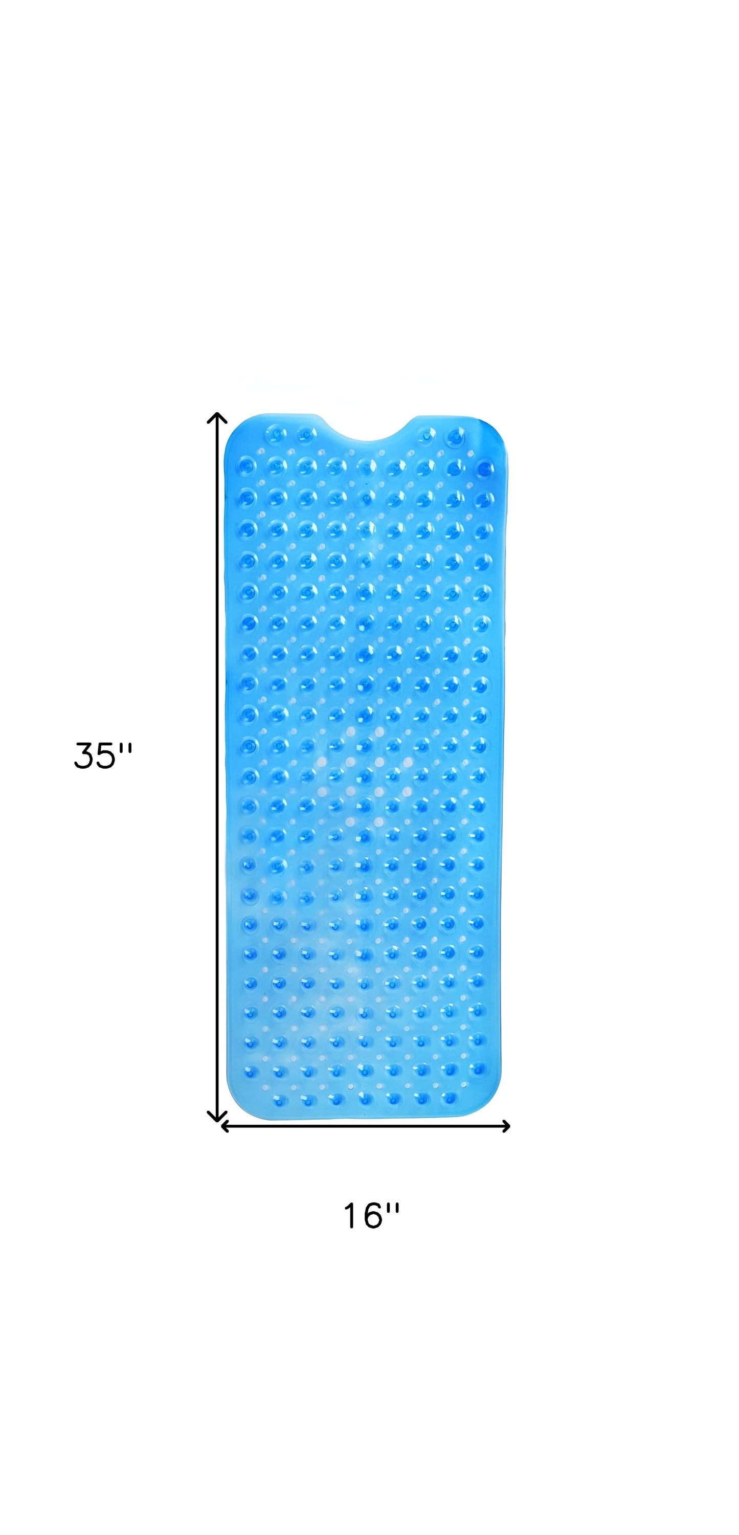 40" Translucent Blue  Non Slip Bathtub Mat with Suction Cups & Drain Holes