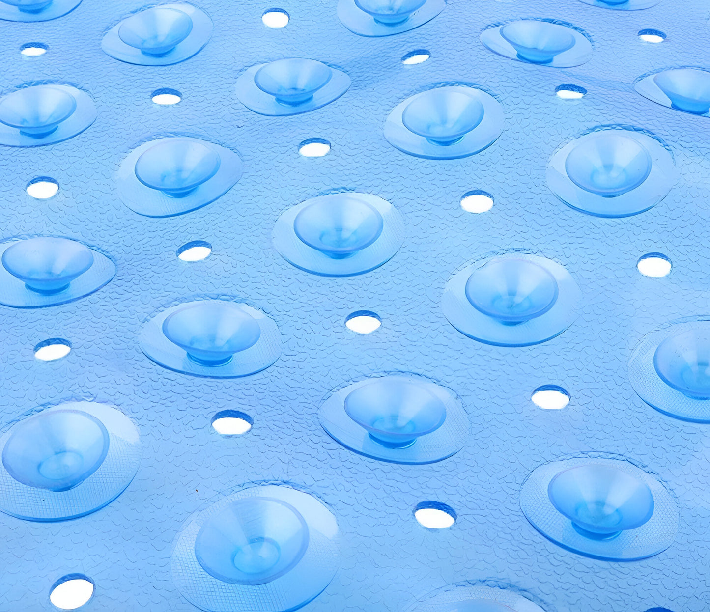 40" Translucent Blue  Non Slip Bathtub Mat with Suction Cups & Drain Holes