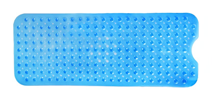 40" Translucent Blue  Non Slip Bathtub Mat with Suction Cups & Drain Holes