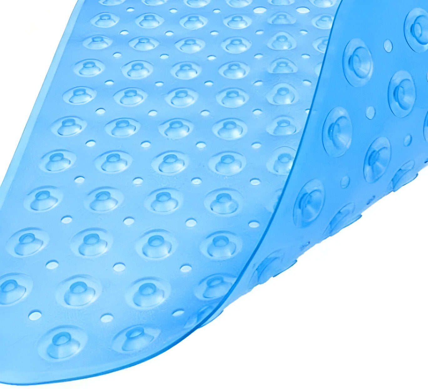 40" Translucent Blue  Non Slip Bathtub Mat with Suction Cups & Drain Holes