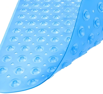 40" Translucent Blue  Non Slip Bathtub Mat with Suction Cups & Drain Holes