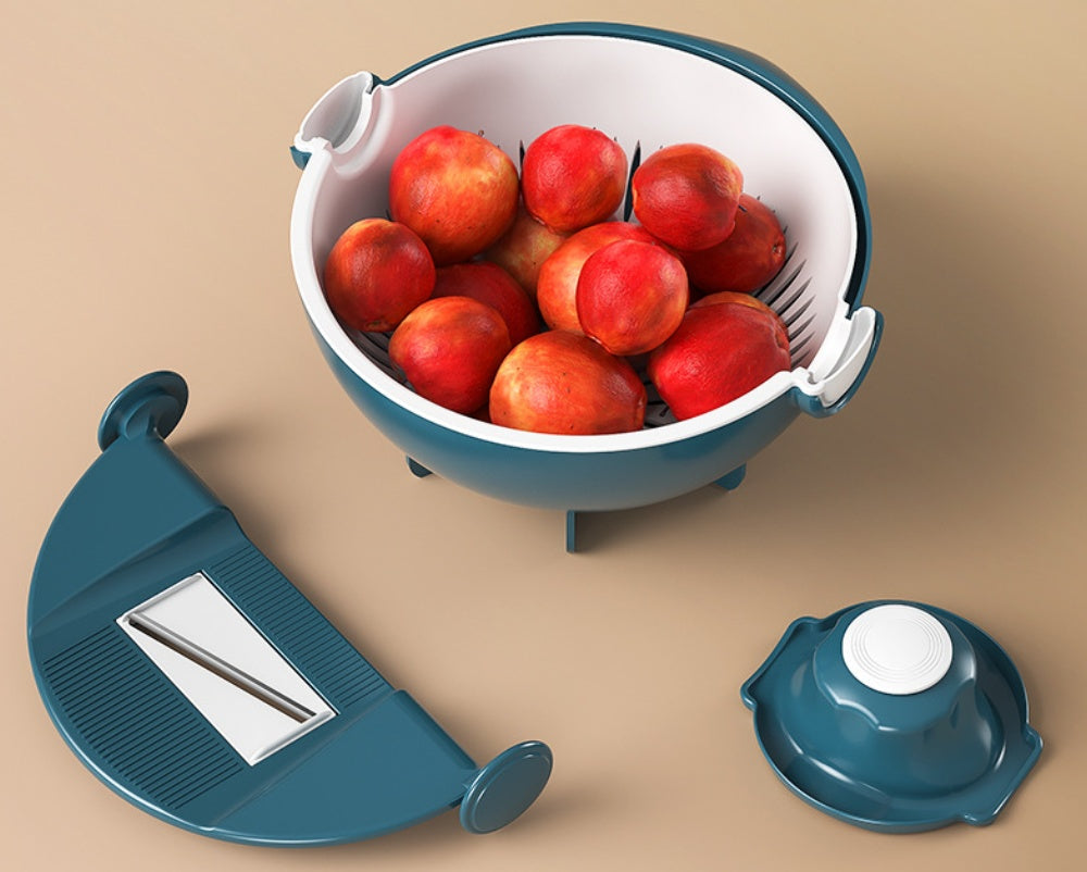 9-in-1 Multi-Function Vegetable Slicer & Cutter with Integrated Drain Basket
