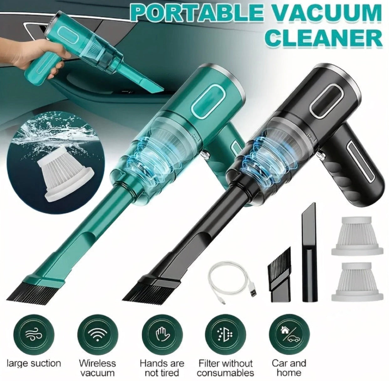 Rechargeable cyclone Vacuum Cleaner Handheld vacuum Cleaner - Portable & Powerful