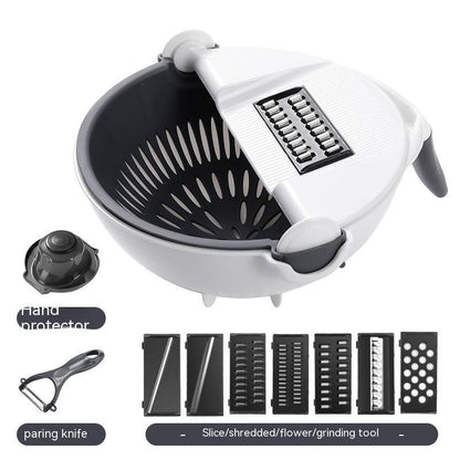 9-in-1 Multi-Function Vegetable Slicer & Cutter with Integrated Drain Basket